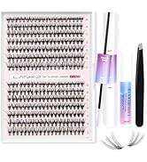 LANKIZ Lash Extension Kit, Lash Clusters Kit, 280pcs 20D Individual Lashes Wispy, Lash Bond & Sea...