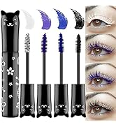 Cute 4 Color Colored Mascara for Eyelashes Set,Blue White Black Brown Colorful Waterproof Mascara...