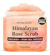 MYSTÉRE BEAUTÉ Himalayan Salt Body Scrub 12 oz - with Collagen and Stem Cells - Exfoliating Salt ...