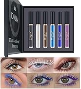 DNM 6 Color Colored Colorful Waterproof Mascara for Eyelashes Set,Blue White Black Brown Purple M...