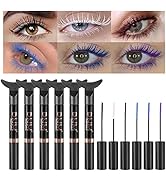 DNM Colored Mascara for Eyelashes,Mermaid Colorful Mascara Waterproof,6Pcs/Set,Black,White,Blue,P...