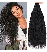 Xtrend Pre Looped Brazilian Micro Kinky Curly Crochet Hair 8 Packs 30 Inch Black Water Wave Micro...