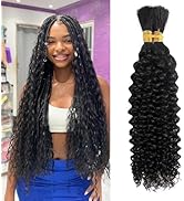24 Inch Human Braiding Hair for Boho Braids Deep Wave Bulk Human Hair Braiding No Weft Human Hair...