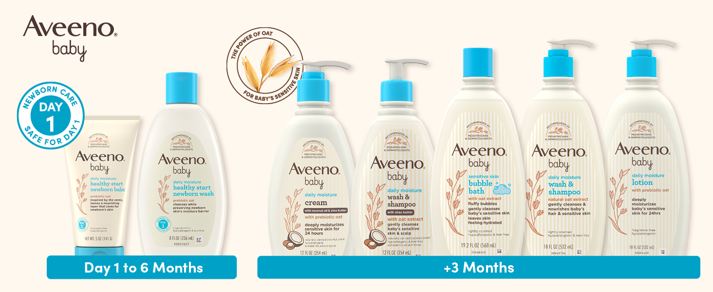 Aveeno Baby products, harnessing the power of oat to care for baby's sensitive skin from day one