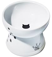Necoichi Raised Cat Food Bowl – Ceramic Elevated Cat Bowl for Whisker & Neck Fatigue, Dishwasher ...