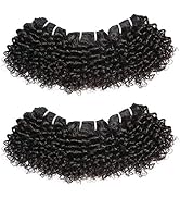 Peruvian Virgin Hair Short Kinky Curly Human Hair Weave Bundles 6 Pieces 6 Inches 238 Grams Natur...