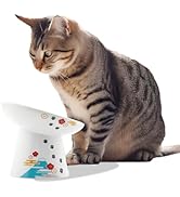 Necoichi Raised Cat Food Bowl – Ceramic Elevated 15° Tilted Cat Bowl for Whisker & Neck Fatigue, ...