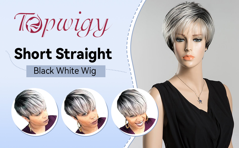 black and white wig