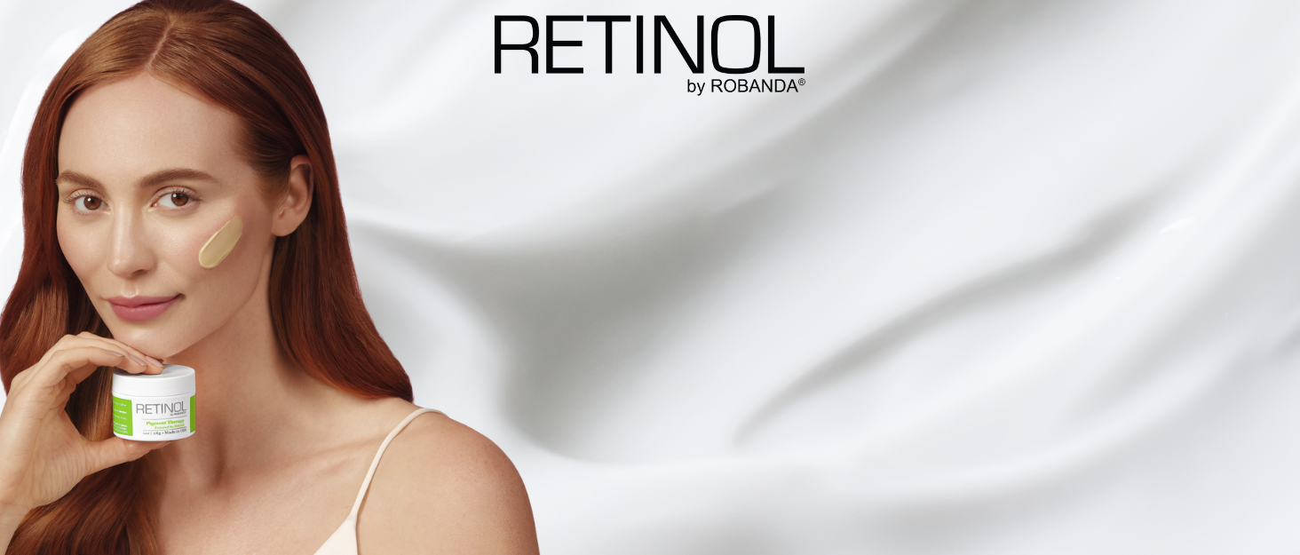 Woman holding a face cream against a lotion background 